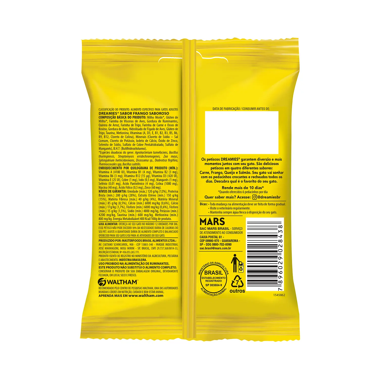Petisco Dreamies Frango para Gatos Adultos